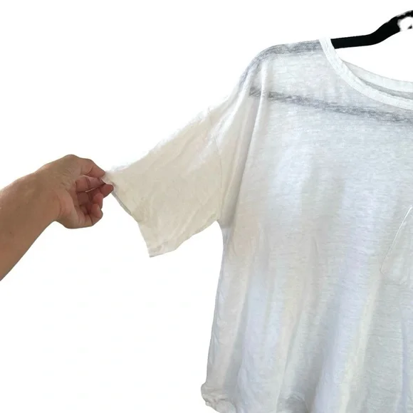 ROOTS White Linen Crew Neck Short Sleeve Oversized T-Shirt M - Picture 2 of 4